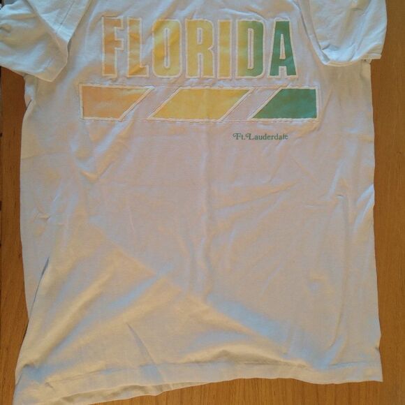 Vintage 90s Florida Ft. Lauderdale Neon Spell Out T-Shirt - Picture 3 of 7